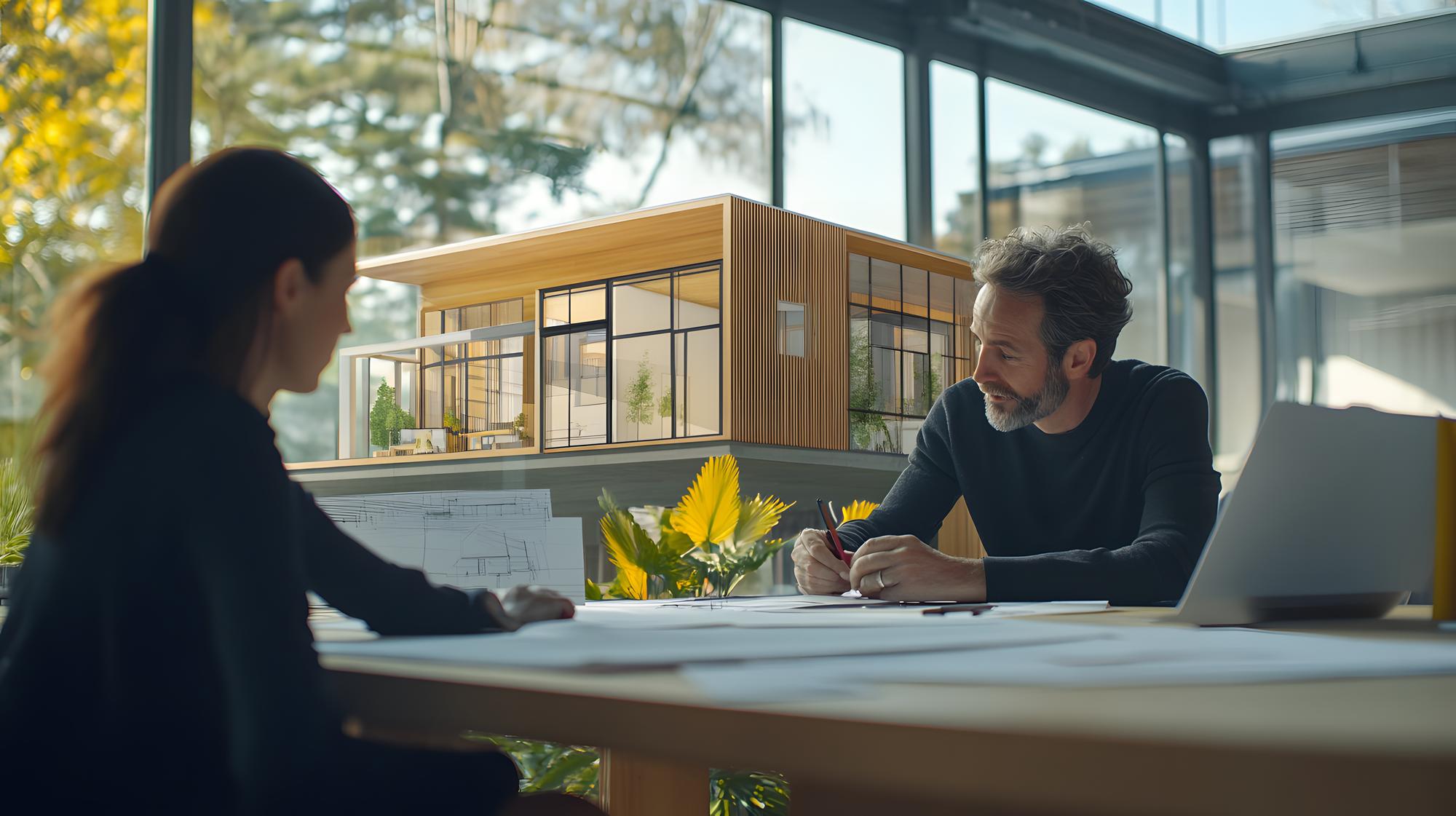 consultant imobiliar discutând cu proprietar